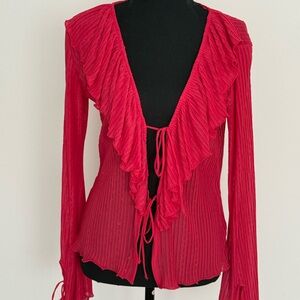 Zara Vibrant Red Ruffled Blouse